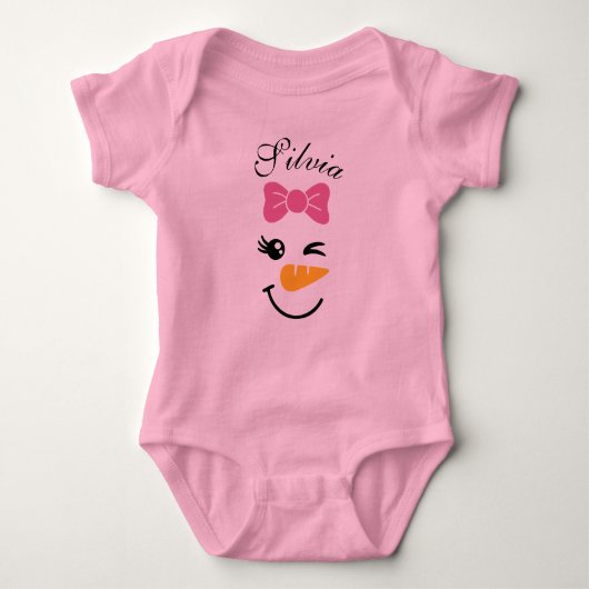 Cute Snowman Face Kerstmis Baby Bodysuit (Voorkant)