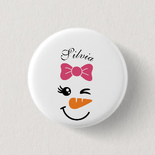 Cute Snowman Face Kerstmis Ronde Button 3,2 Cm