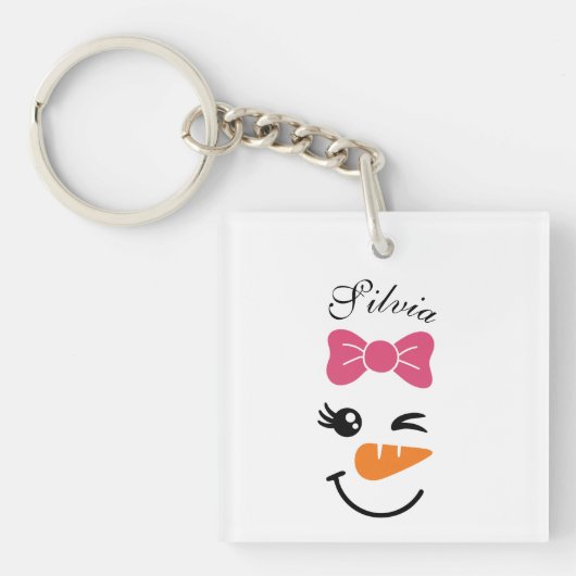 Cute Snowman Face Kerstmis Sleutelhanger (voorkant)