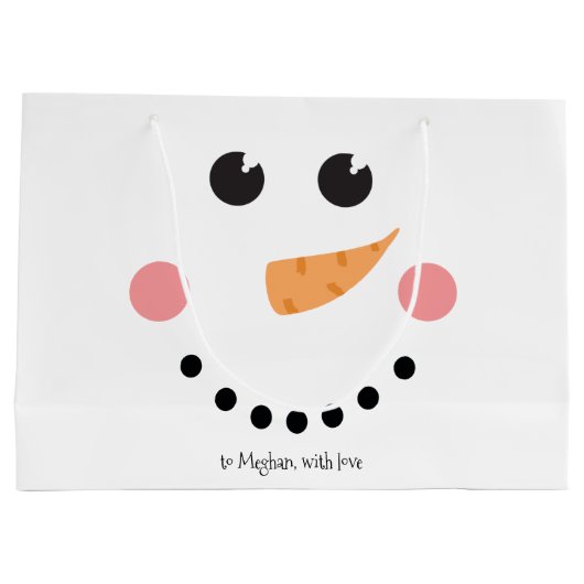 Cute Snowman Face met aangepaste naam Groot Cadeauzakje (Achterkant)