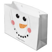 Cute Snowman Face met aangepaste naam Groot Cadeauzakje (Achterkant Gekanteld)