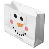 Cute Snowman Face met aangepaste naam Groot Cadeauzakje (Voorkant Gekanteld)