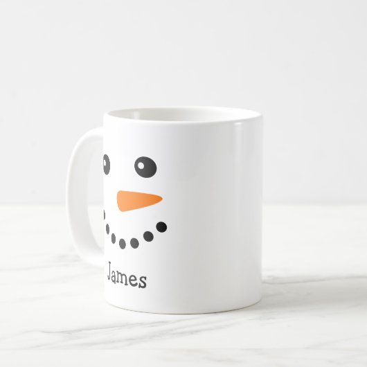 Cute Snowman Face Personal Name Mok (Voorkant links)