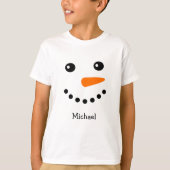 Cute Snowman Face Personalized Name T-Shirt (Voorkant)