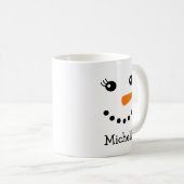 Cute Snowman Face Persoonlijke naam Koffiemok (Voorkant rechts)