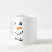 Cute Snowman Face Persoonlijke naam Koffiemok (Voorkant links)