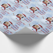Cute Snowman Face Photo Template Kerstmis Cadeaupapier (Hoek)