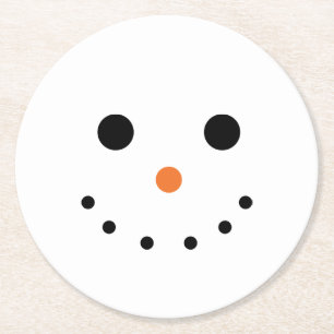 Cute Snowman Face Ronde Kartonnen Onderzetter
