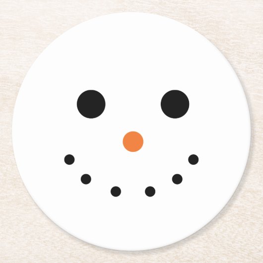 Cute Snowman Face Ronde Kartonnen Onderzetter (Voorkant)