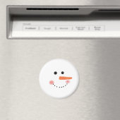 Cute Snowman Face Round Magneet (Insitu (Vaatwasser))