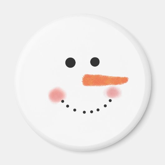 Cute Snowman Face Round Magneet (Voorkant)