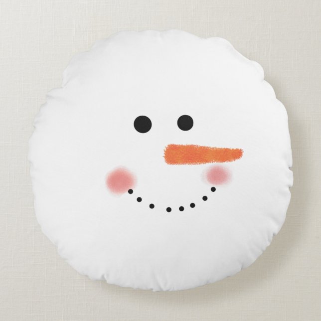 Cute Snowman Face Round Sierkussen Rond Kussen (Voorkant)