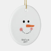 Cute Snowman Face Script Persoonlijk Jaar Keramisch Ornament (Rechts)