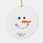 Cute Snowman Face Script Persoonlijk Jaar Keramisch Ornament (Voorkant)