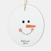 Cute Snowman Face Script Persoonlijk Jaar Keramisch Ornament (Links)