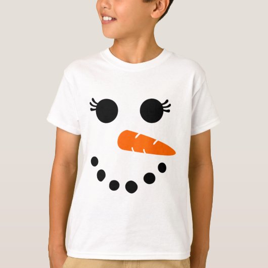 Cute Snowman Face Shirt voor meisjes Eyelashes (Voorkant)