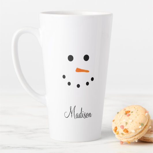 Cute Snowman Face White Kerstmis op persoonlijke t Latte Mok (In situ)
