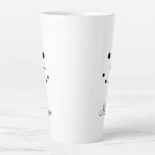 Cute Snowman Face White Kerstmis op persoonlijke t Latte Mok (Voorkant)