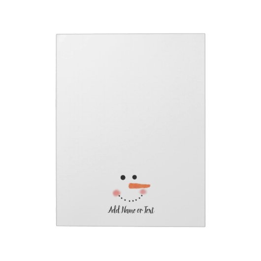 Cute Snowman Face White Winter Gepersonaliseerd Notitieblok (Linkerzijde)