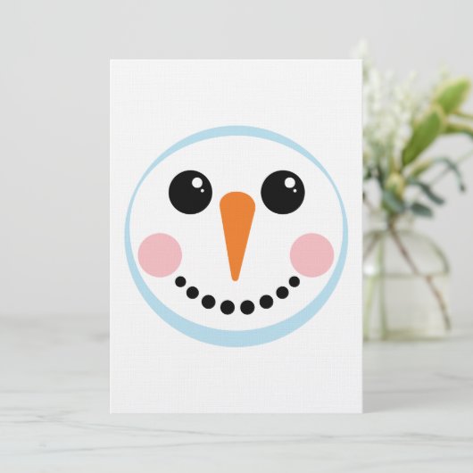 Cute Snowman Face Winter Holiday Design Kaart (Staand voorkant)