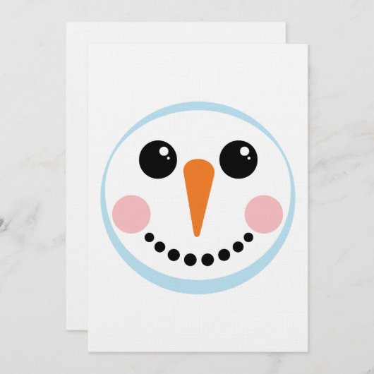 Cute Snowman Face Winter Holiday Design Kaart (Voorkant / Achterkant)