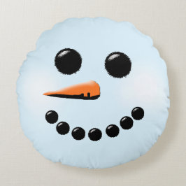Cute Snowman Face Winter Holiday Snowmen Rond Kussen