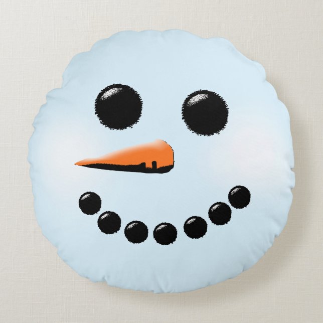 Cute Snowman Face Winter Holiday Snowmen Rond Kussen (Voorkant)