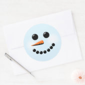 Cute Snowman Face Winter Holiday Snowmen Ronde Sticker (Envelop)