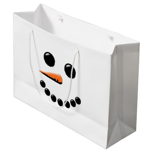 Cute Snowman Face Winter Holiday Snowmen Xmas Groot Cadeauzakje (Voorkant Gekanteld)