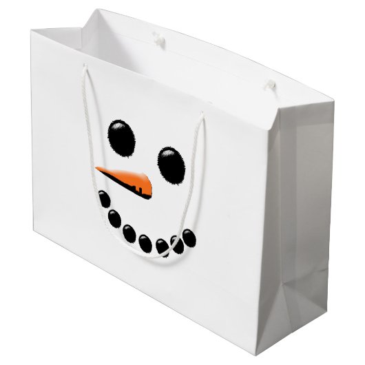 Cute Snowman Face Winter Holiday Snowmen Xmas Groot Cadeauzakje (Achterkant Gekanteld)