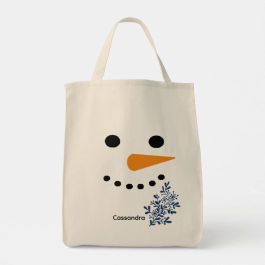 Cute Snowman Face Winter Kerstcadeau Tote Bag (Achterkant)