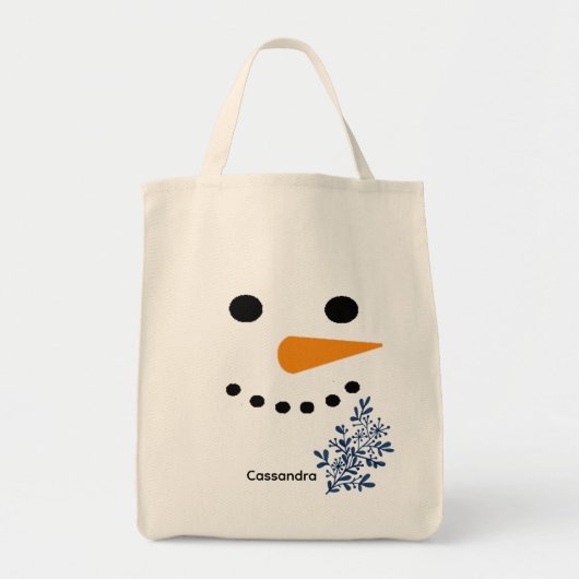 Cute Snowman Face Winter Kerstcadeau Tote Bag (Voorkant)