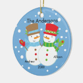 Cute Snowman Familie van 2 kerstversiering Keramisch Ornament (Links)