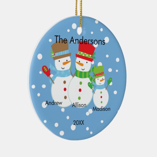 Cute Snowman Familie van 3 kerstversiering Keramisch Ornament (Rechts)