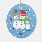 Cute Snowman Familie van 3 kerstversiering Keramisch Ornament (Links)