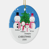 Cute Snowman Familie van 4 kerstversiering Keramisch Ornament (Rechts)