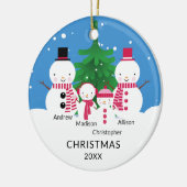 Cute Snowman Familie van 4 kerstversiering Keramisch Ornament (Links)