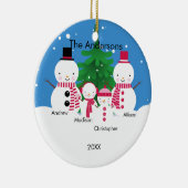 Cute Snowman Familie van 4 kerstversiering Keramisch Ornament (Rechts)
