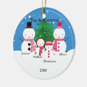Cute Snowman Familie van 4 kerstversiering Keramisch Ornament (Links)