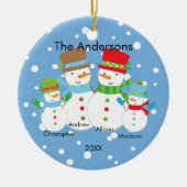 Cute Snowman Familie van 4 kerstversiering Keramisch Ornament (Voorkant)