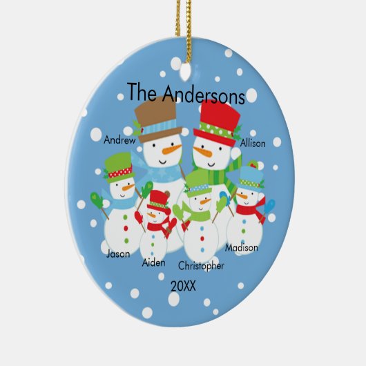 Cute Snowman Familie van 6 kerstversiering Keramisch Ornament (Rechts)