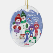 "Cute Snowman, Family of 5 Snowbies, Christmas Keramisch Ornament (Rechts)