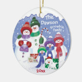 "Cute Snowman, Family of 5 Snowbies, Christmas Keramisch Ornament (Links)