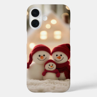 Cute Snowman Family Winter Christmas iPhone 16 Hoesje