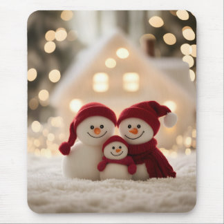 Cute Snowman Family Winter Christmas Muismat