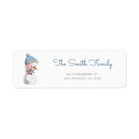 Cute Snowman Farm Return Address Etiket (Voorkant)
