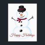 Cute Snowman Feestdagenkaart<br><div class="desc">Cute Snowman,  Happy HolidaysVerstuur je hartelijke wensen naar vrienden en familie met deze kerstbriefkaarten</div>