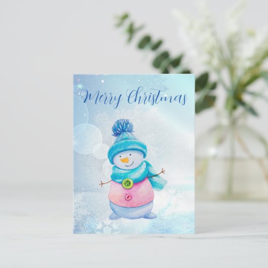 Cute Snowman Feestdagenkaart (Staand voorkant)