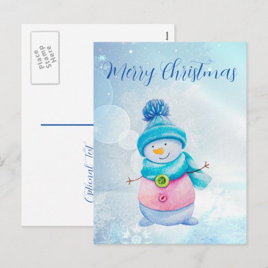 Cute Snowman Feestdagenkaart (Voorkant / Achterkant)