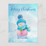 Cute Snowman Feestdagenkaart<br><div class="desc">Snowman met sjaal en pet voor de sneeuwspoeling</div>